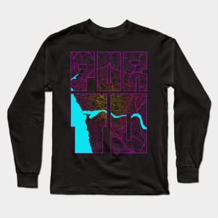 Porto, Portugal City Map Typography - Neon Long Sleeve T-Shirt